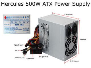 hercules 500w silent atx power supply w 20 24pin sata