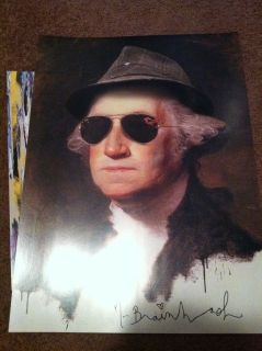 Mr Brainwash SIGNED George Washington w/ Shades heavy card stock Litho