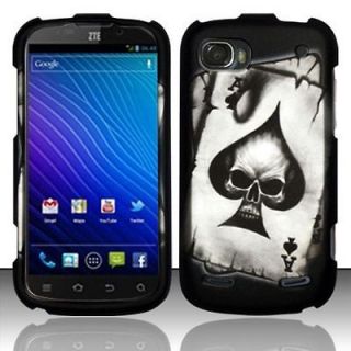 for ZTE Warp Sequent SPADE SKULL PROTECTIVE FULL HARD COVER PHONE CASE 