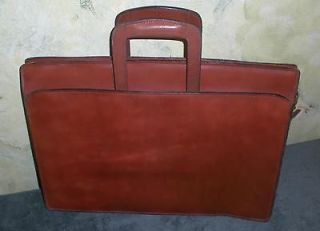 Vintage Brown Leather Zip Close Portfolio Organizer Planner Laptop 