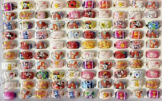   Wholesale 20pcs mixed cartoon childrens/kids love Resin rings