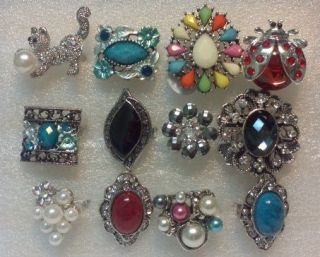 12 PC WHOLESALE LOT BRAND NEW FASHION COSTUME JEWELRY COCKTAIL RINGS
