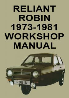 reliant robin super robin workshop repair manual cd from australia
