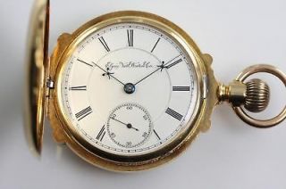 vintage 18k solid gold pocket watch elgin bw raymond time