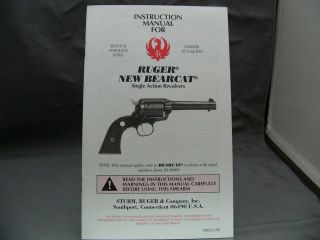 Ruger Instruction Manual for an New Bearcat Single Action Revolver