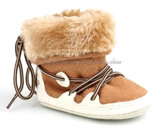 Baby Girls Boys Winter Boots Chestnut Faux Fur Shoes Size Newborn to 