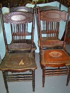Matching Oak Pressed Back Chairs   Early 1900s   # 1 LARKINS