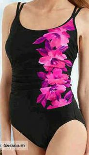 NWT Womens Miraclesuit Fauxkini Caribbean Blue/Geranium swimsuit one 