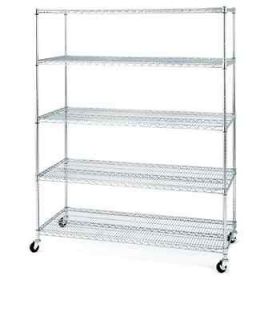   COMMERCIAL STEEL CHROME WIRE SHELVING ROLLING RACK 60 x 24 x 72 NSF