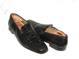 ROMANO MARTEGANI Alligator Vamp Loafers Brown EUC 15 FREE ship to US