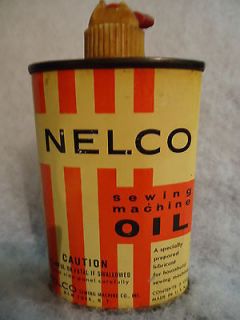 Vintage Nelco Sewing Machine Oil Can Nelco NYNY 4 3/8 tall 