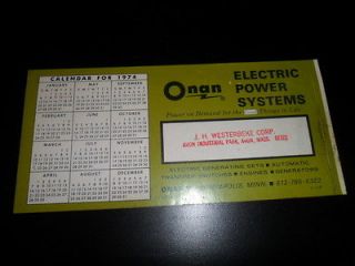   ONAN ELECTRIC POWER SYSTEMS GENERATORS UNUSED CALENDAR PEEL N STICK