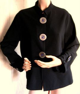   Ischiko Jacket Snap Front Huge Pewter Buttons Purple Yarn 8 NWOT