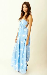 INDAH *FLAMINGO*MAXI RESORT DRESS   MINT GREEN WITH WHITE STAR SEXY 