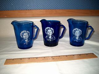 Newly listed Three Shirley Temple Vintage Cobalt Glass Milk/Cream Mini 