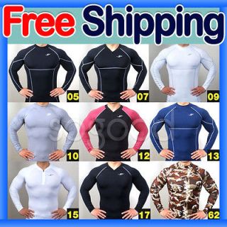 Mens Compression Long sleeves shirts 10styles M~2XL Sports base under 