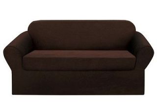 2pcs Micro Suede Brown Separate Seat Couch/sofa Cover Slipcover (Box 