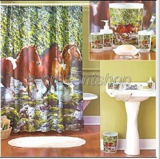 woods rill run of horse picture bathroom fabric shower curtain
