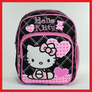 10 Hello Kitty Black Checkered Hearts Backpack   Girls Bag Toddler 