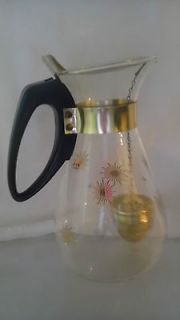 vtg pyrex coffee pot tea ball decanter carafe starburst pattern 