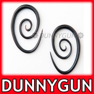   Oval Black Horn Spiral Gauged Plugs 4 gauge taper ear dunnygun organic