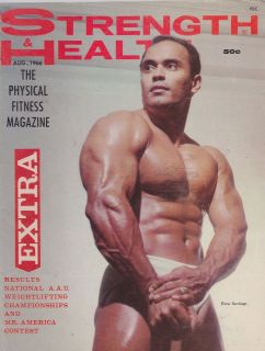 AUG 1966 STRENGTH & HEALTH vintage bodybuilding magazine ELMO SANTIAGO