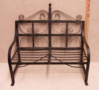 Wrought Iron Metal Doll Bear Park Bench Ornate Design Toy Display