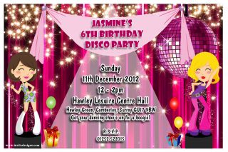 Personalised DISCO Dance Birthday Party Invitations ~ N76 ANY AGE