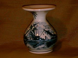 Delfts Holland Small Handpainted Bud Vase Blue and White Country 