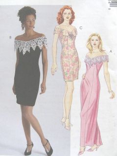 Misses Lined Evening Dress Sewing Pattern Off Shoulder Fish Tail Back 