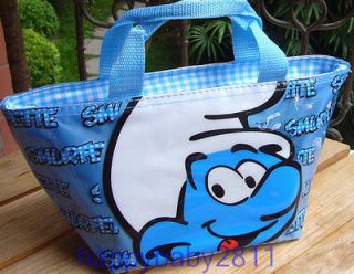 New The Smurfs Blue Clumsy Lunch Bag Handbag Tote Lovely Purse RARE