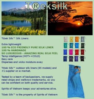 100 % organic pure silk single liner sleeping bag sheet