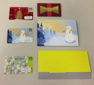 New Starbucks 2012 Christmas Tree Snowman Gift Card Limited Sleeve 