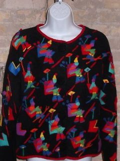 MICHAEL SIMON 1995 Skiers Christmas Button Front Sweater L