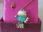 Betsey Johnson Under the Sea Collection Turquoise & White Fish 