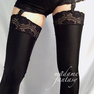 sexy black opaque lace top spandex stockings xxxl tall