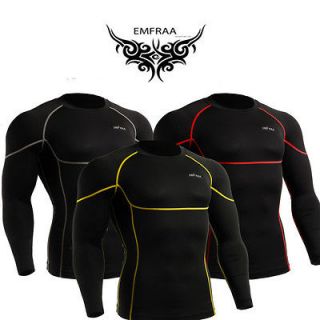 mens Skin compression gym tight base layer top sports running T shirt 