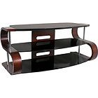 New South Shore 60 Inch TV Stand Frosted Glass Cabinets 3 Shelves Flat 