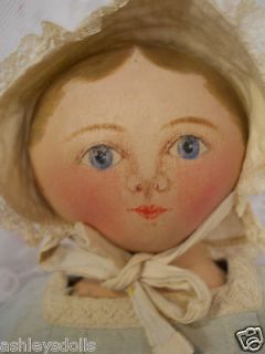 Antique Maggie Bessie Doll, Cloth Doll, Moravian Original Clothing 