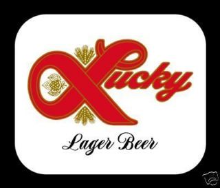 lucky lager beer mouse pad big l logo time left