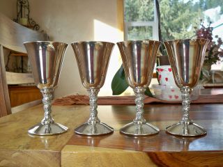 CORTAGA SILVER PLATED SHERRY FLUTE GLASS CUP GOBLET MADE IN SPAIN