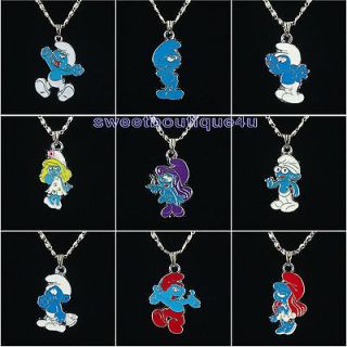   9pcs The Smurf Papa Smurf Smurfette pendant necklace for girl gift