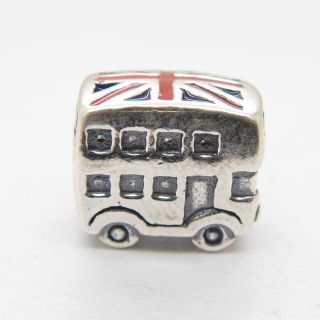 Authentic 925 Sterling Silver London Bus & UK National Flag European 