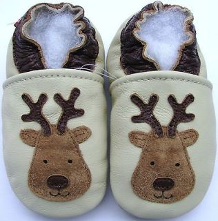 shoeszoo carozoo soft sole leather baby shoes reindeer cream 18 24m