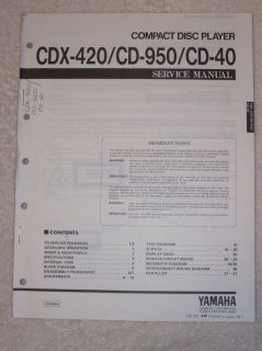 yamaha service manual cdx 420 cd 950 40 disc player