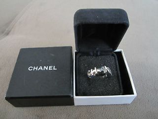 Authentic Chanel Ring with Slide Letters, and Original Box