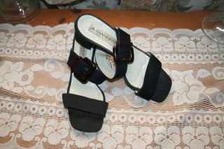 GIANNETTI Womens Black Designer ITALY Open Toe Buckle Heels Shoes 