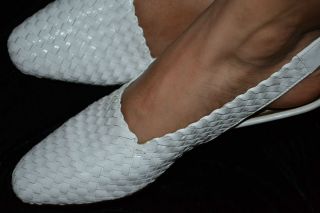   White WOVEN LEATHER Slingback MEXICAN Sandal FLAT Huarache Shoe 7