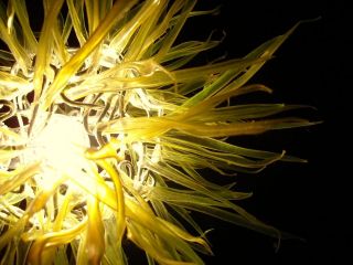Modern Light Pendant Swag Art Lamp Space Age Sputnik Yellow Spore