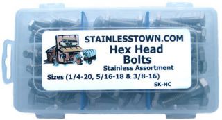 Stainless Steel Hex Bolt Assortment Kit (Sizes 1/4 20, 5/16 18 & 3/8 